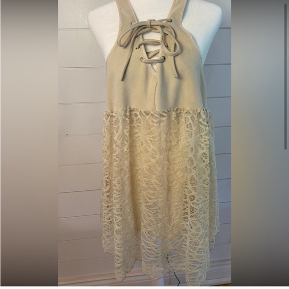 One Teaspoon women's small boho fall festival lace suede fairycore mini dress - Picture 5 of 12